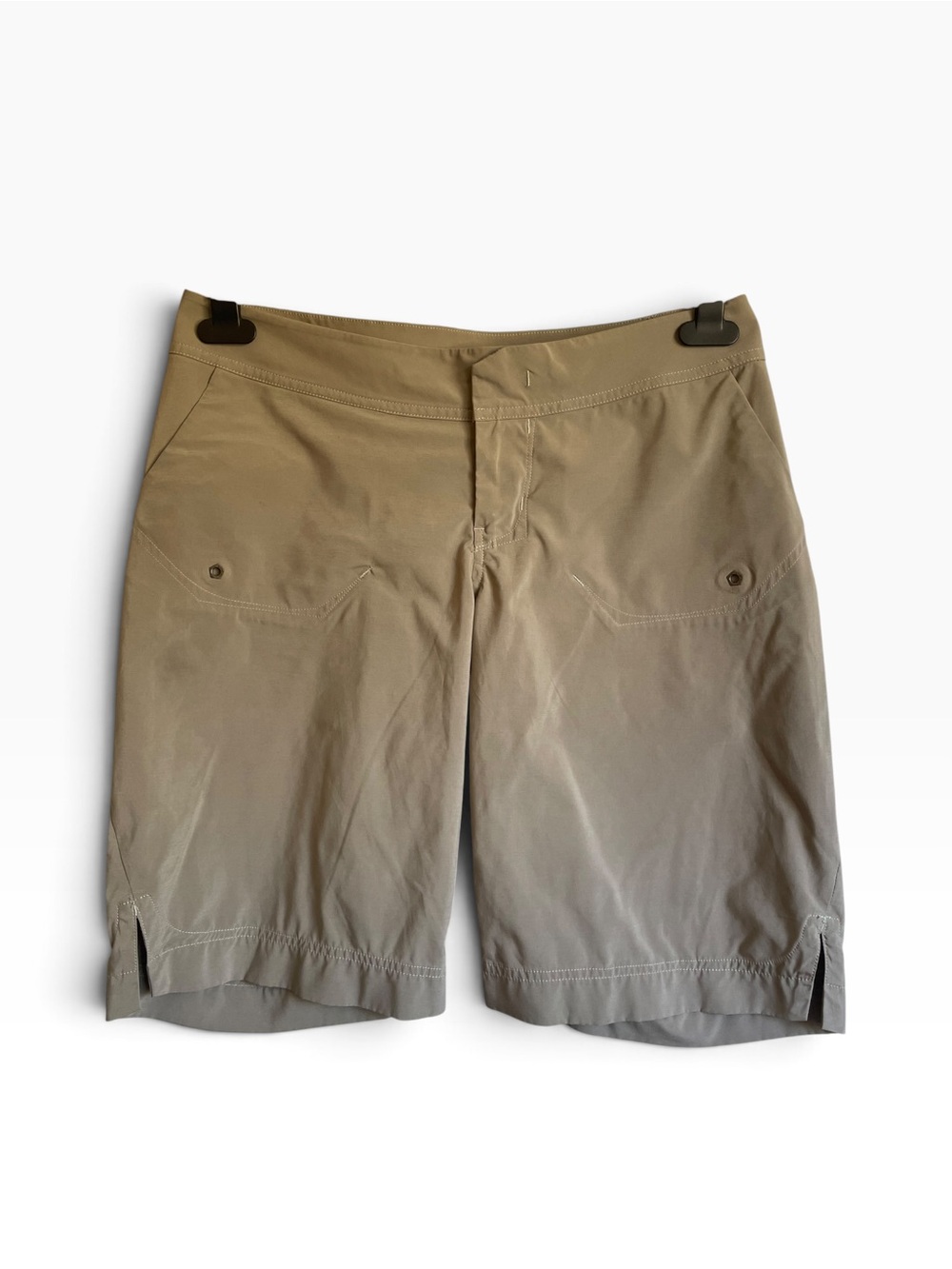 Arc'teryx Mischief Long Hiking Shorts in a khaki/taupe colorway
